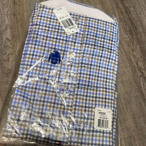 Tommy Hilfiger Checkered Pima Cotton Dress Shirt-BEIGE-15.5-34/35 - Picture 2 of 3